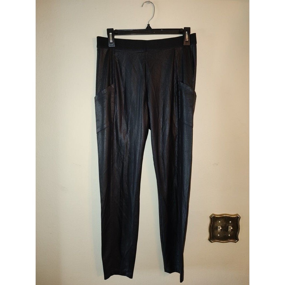 Women's BCBG Maxazria Faux Leather Black Pants with Pockets Size M